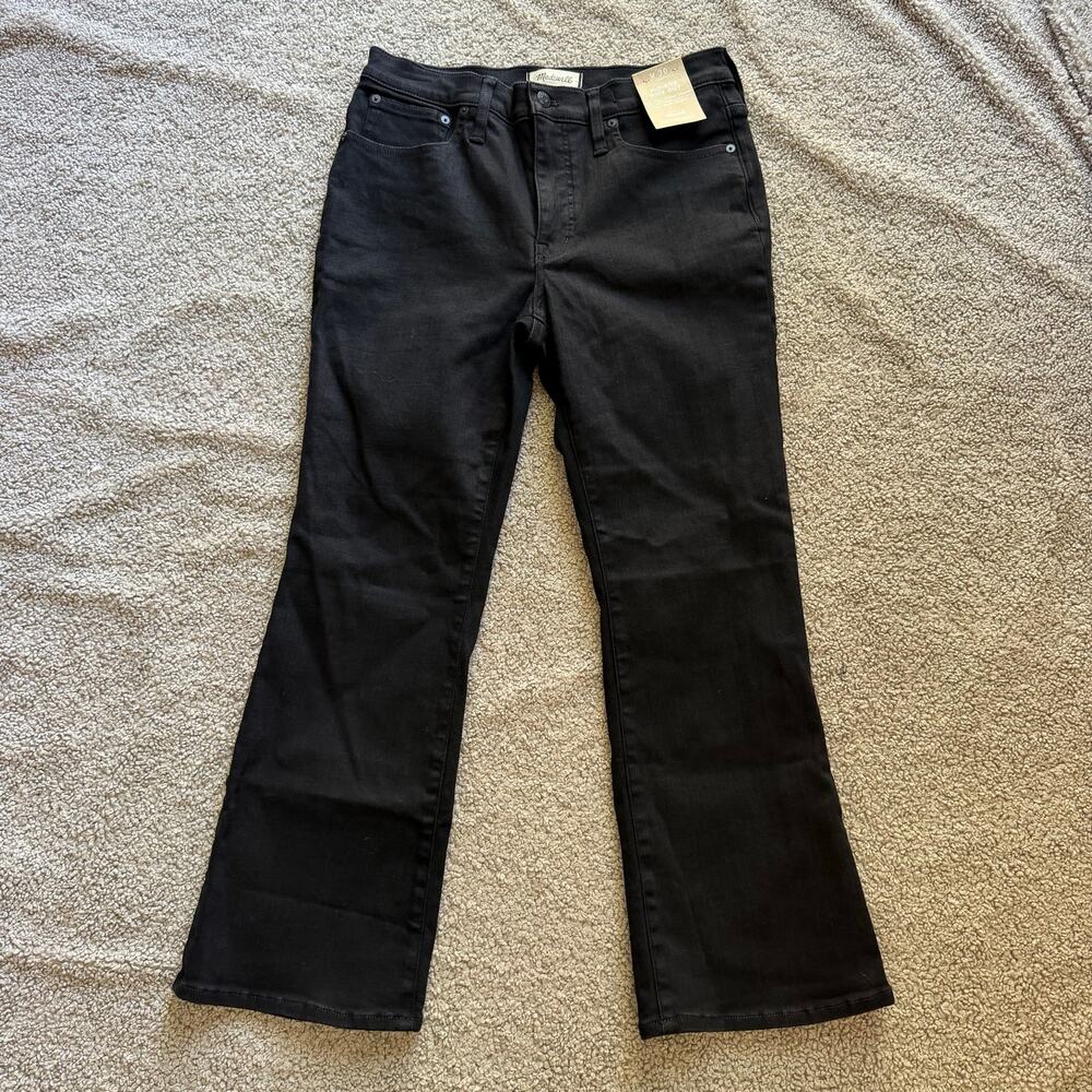 NWT Madewell Mid-Rise Kick Out Black Denim Jeans Size 30